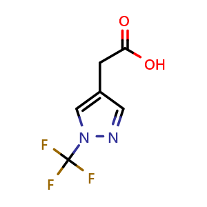 Chemical structure of 2-[1-(trifluoromethyl)pyrazol-4-yl]acetic acid , CAS 1556168-82-1, AChemBlock X184447