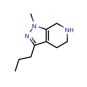Chemical structure of 1-methyl-3-propyl-4,5,6,7-tetrahydropyrazolo[3,4-c]pyridine , CAS 1780409-02-0, AChemBlock X184448
