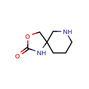 Chemical structure of 3-oxa-1,9-diazaspiro[4.5]decan-2-one , CAS 1544421-55-7, AChemBlock X184453