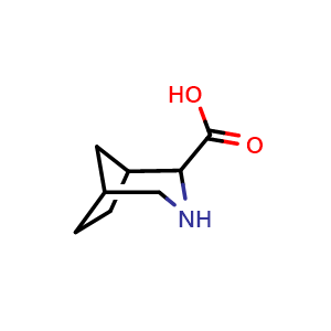 Chemical structure of 3-azabicyclo[3.2.1]octane-2-carboxylic acid , CAS 1888681-96-6, AChemBlock X184457