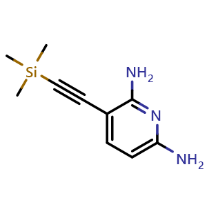 Chemical structure of 3-(2-trimethylsilylethynyl)pyridine-2,6-diamine , CAS 936342-41-5, AChemBlock X184477