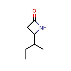 Chemical structure of 4-sec-butylazetidin-2-one , CAS 97033-10-8, AChemBlock X184481