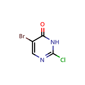 Chemical structure of 5-bromo-2-chloro-1H-pyrimidin-6-one , CAS 844843-37-4, AChemBlock X184490