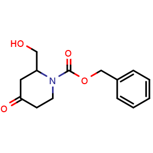 Chemical structure of benzyl 2-(hydroxymethyl)-4-oxo-piperidine-1-carboxylate , CAS 1934598-62-5, AChemBlock X184499