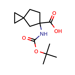 Chemical structure of 6-(tert-butoxycarbonylamino)spiro[2.4]heptane-6-carboxylic acid , CAS 2940940-80-5, AChemBlock X184500