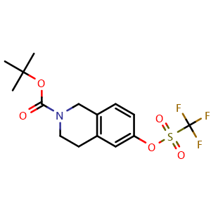 Chemical structure of tert-butyl 6-(trifluoromethylsulfonyloxy)-3,4-dihydro-1H-isoquinoline-2-carboxylate , CAS 158984-84-0, AChemBlock X184517