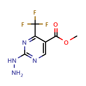 Chemical structure of methyl 2-hydrazino-4-(trifluoromethyl)pyrimidine-5-carboxylate , CAS 175137-28-7, AChemBlock X184522