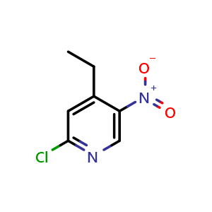 Chemical structure of 2-chloro-4-ethyl-5-nitro-pyridine , CAS 101251-13-2, AChemBlock X184526