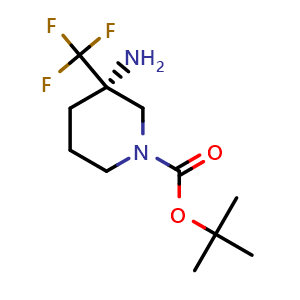 Chemical structure of tert-butyl (3S)-3-amino-3-(trifluoromethyl)piperidine-1-carboxylate , CAS 2380753-55-7, AChemBlock X184530