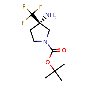 Chemical structure of tert-butyl (3S)-3-amino-3-(trifluoromethyl)pyrrolidine-1-carboxylate , CAS 2566267-75-0, AChemBlock X184532