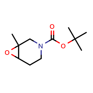 Chemical structure of tert-butyl 1-methyl-7-oxa-3-azabicyclo[4.1.0]heptane-3-carboxylate , CAS 1802990-11-9, AChemBlock X184534