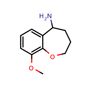 Chemical structure of 9-methoxy-2,3,4,5-tetrahydro-1-benzoxepin-5-amine , CAS 1094269-46-1, AChemBlock X184550