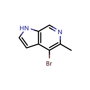 Chemical structure of 4-bromo-5-methyl-1H-pyrrolo[2,3-c]pyridine , CAS 1257294-45-3, AChemBlock X184574