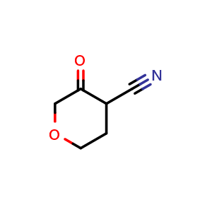 Chemical structure of 3-oxotetrahydropyran-4-carbonitrile , CAS 1368128-94-2, AChemBlock X184587