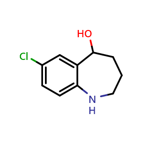 Chemical structure of 7-chloro-2,3,4,5-tetrahydro-1H-1-benzazepin-5-ol , CAS 1310357-40-4, AChemBlock X184593