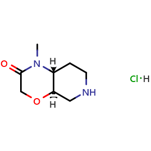Chemical structure of (4aR,8aR)-1-methyl-4a,5,6,7,8,8a-hexahydropyrido[3,4-b][1,4]oxazin-2-one;hydrochloride , CAS 1147422-47-6, AChemBlock X184594
