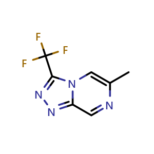 Chemical structure of 6-methyl-3-(trifluoromethyl)-[1,2,4]triazolo[4,3-a]pyrazine , CAS 611240-74-5, AChemBlock X184606
