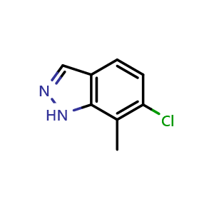 Chemical structure of 6-chloro-7-methyl-1H-indazole , CAS 1427405-10-4, AChemBlock X184608