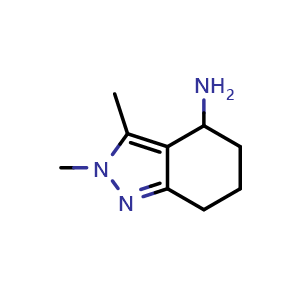 Chemical structure of 2,3-dimethyl-4,5,6,7-tetrahydroindazol-4-amine , CAS 1547028-83-0, AChemBlock X184619