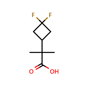Chemical structure of 2-(3,3-difluorocyclobutyl)-2-methyl-propanoic acid , CAS 1773507-84-8, AChemBlock X184626