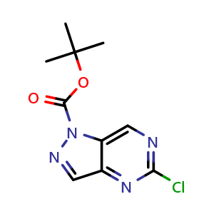 Chemical structure of tert-butyl 5-chloropyrazolo[4,3-d]pyrimidine-1-carboxylate , CAS 1934697-96-7, AChemBlock X184633