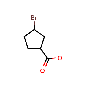 Chemical structure of 3-bromocyclopentanecarboxylic acid , CAS 885953-19-5, AChemBlock X184645