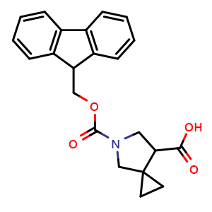 Chemical structure of 5-(9H-fluoren-9-ylmethoxycarbonyl)-5-azaspiro[2.4]heptane-7-carboxylic acid , CAS 2138525-93-4, AChemBlock X184649
