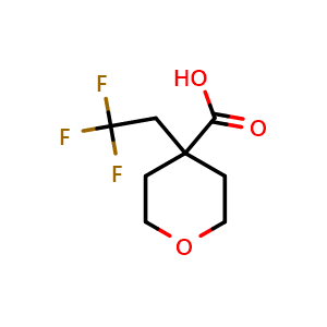 Chemical structure of 4-(2,2,2-trifluoroethyl)tetrahydropyran-4-carboxylic acid , CAS 1499121-57-1, AChemBlock X184654