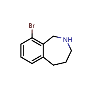 Chemical structure of 9-bromo-2,3,4,5-tetrahydro-1H-2-benzazepine , CAS 1367866-65-6, AChemBlock X184655