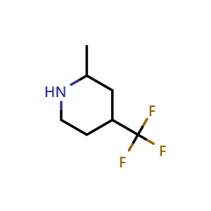 Chemical structure of 2-methyl-4-(trifluoromethyl)piperidine , CAS 1501379-54-9, AChemBlock X184672