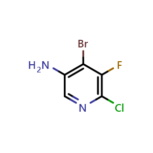Chemical structure of 4-bromo-6-chloro-5-fluoro-pyridin-3-amine , CAS 2407555-98-8, AChemBlock X184674