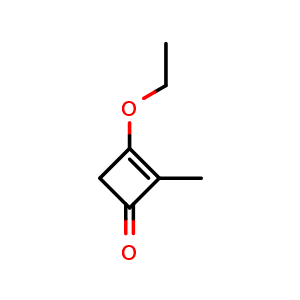 Chemical structure of 3-ethoxy-2-methyl-cyclobut-2-en-1-one , CAS 28750-50-7, AChemBlock X184676