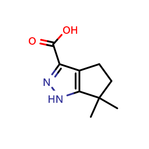 Chemical structure of 6,6-dimethyl-4,5-dihydro-1H-cyclopenta[c]pyrazole-3-carboxylic acid , CAS 856256-47-8, AChemBlock X184686