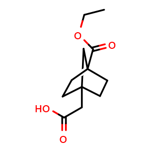Chemical structure of 2-(4-ethoxycarbonylnorbornan-1-yl)acetic acid , CAS 2708226-74-6, AChemBlock X184687