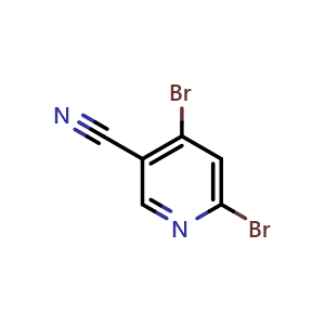 Chemical structure of 4,6-dibromopyridine-3-carbonitrile , CAS 1369827-48-4, AChemBlock X184688
