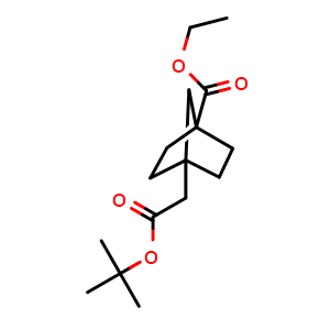 Chemical structure of ethyl 4-(2-tert-butoxy-2-oxo-ethyl)norbornane-1-carboxylate , CAS 2708226-73-5, AChemBlock X184689