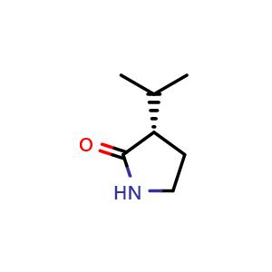 Chemical structure of (3S)-3-isopropylpyrrolidin-2-one , CAS 259857-46-0, AChemBlock X184690