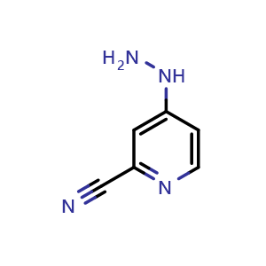 Chemical structure of 4-hydrazinopyridine-2-carbonitrile , CAS 1256585-86-0, AChemBlock X184695