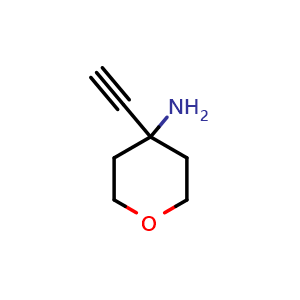 Chemical structure of 4-ethynyltetrahydropyran-4-amine , CAS 1936403-21-2, AChemBlock X184699