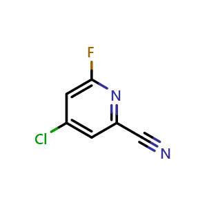 Chemical structure of 4-chloro-6-fluoro-pyridine-2-carbonitrile , CAS 1807267-53-3, AChemBlock X184720
