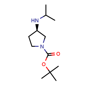 Chemical structure of tert-butyl (3R)-3-(isopropylamino)pyrrolidine-1-carboxylate , CAS 849107-00-2, AChemBlock X184726