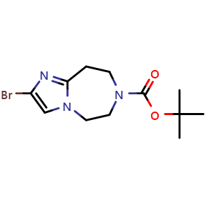 Chemical structure of tert-butyl 2-bromo-5,6,8,9-tetrahydroimidazo[1,2-d][1,4]diazepine-7-carboxylate , CAS 1251020-42-4, AChemBlock X184727