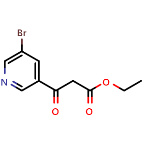 Chemical structure of ethyl 3-(5-bromo-3-pyridyl)-3-oxo-propanoate , CAS 883107-60-6, AChemBlock X184734