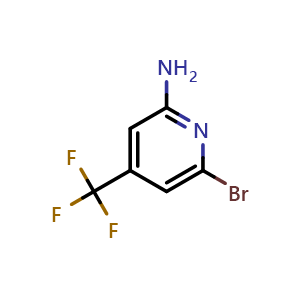 Chemical structure of 6-bromo-4-(trifluoromethyl)pyridin-2-amine , CAS 1256825-17-8, AChemBlock X184737