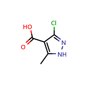 Chemical structure of 3-chloro-5-methyl-1H-pyrazole-4-carboxylic acid , CAS 1093414-62-0, AChemBlock X184749