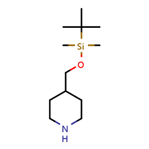 Chemical structure of tert-butyl-dimethyl-(4-piperidylmethoxy)silane , CAS 204580-41-6, AChemBlock X184754