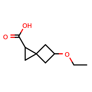 Chemical structure of 5-ethoxyspiro[2.3]hexane-2-carboxylic acid , CAS 1691064-66-0, AChemBlock X184761