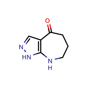 Chemical structure of 5,6,7,8-tetrahydro-1H-pyrazolo[3,4-b]azepin-4-one , CAS 1935930-83-8, AChemBlock X184769