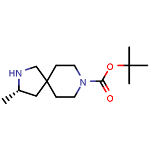 Chemical structure of tert-butyl (3S)-3-methyl-2,8-diazaspiro[4.5]decane-8-carboxylate , CAS 2632308-99-5, AChemBlock X184774