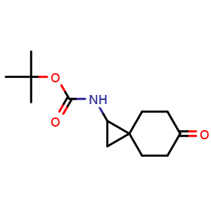 Chemical structure of tert-butyl N-(6-oxospiro[2.5]octan-2-yl)carbamate , CAS 1784627-63-9, AChemBlock X184780